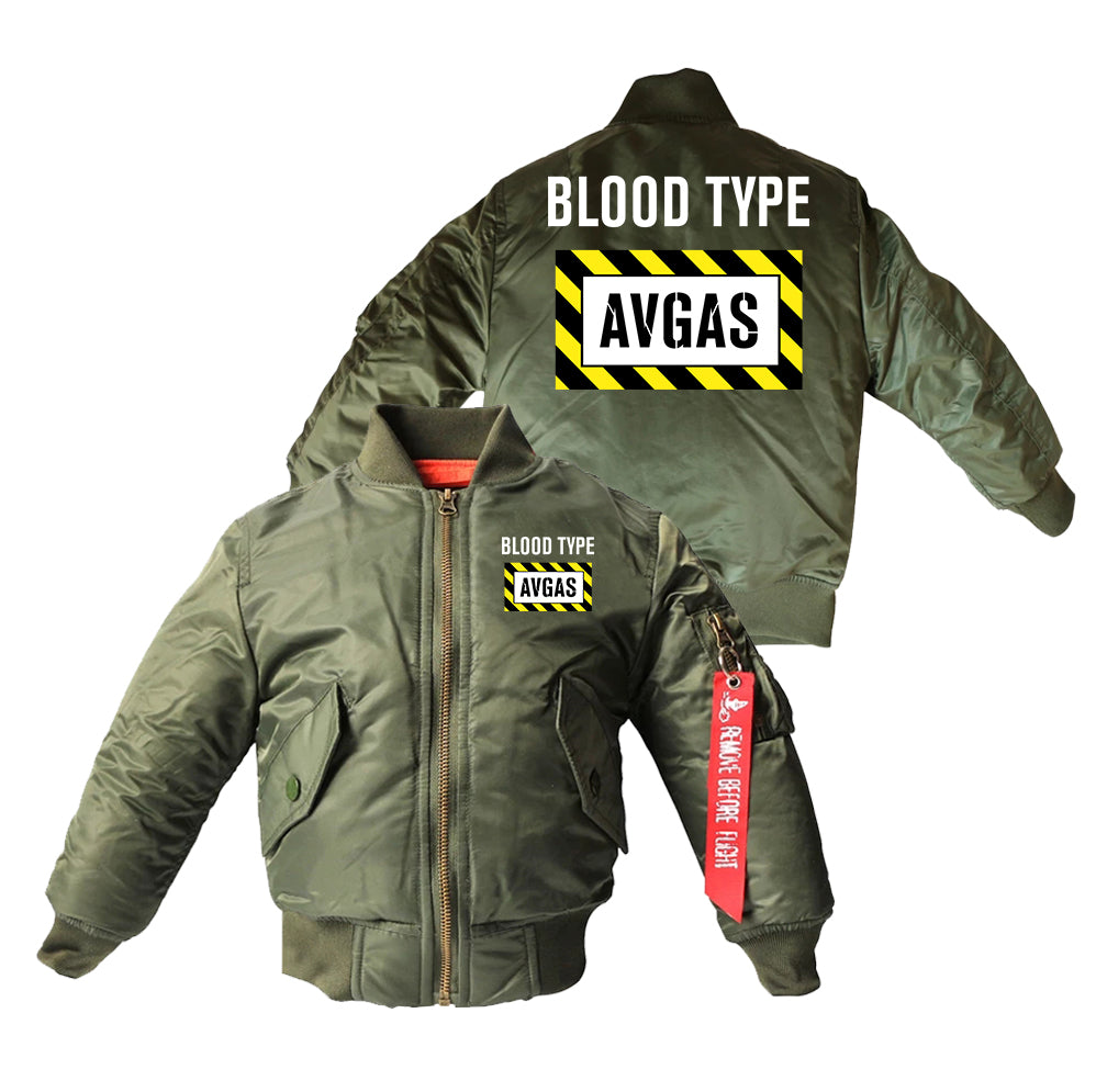 Blood Type AVGAS Designed Children Bomber Jackets