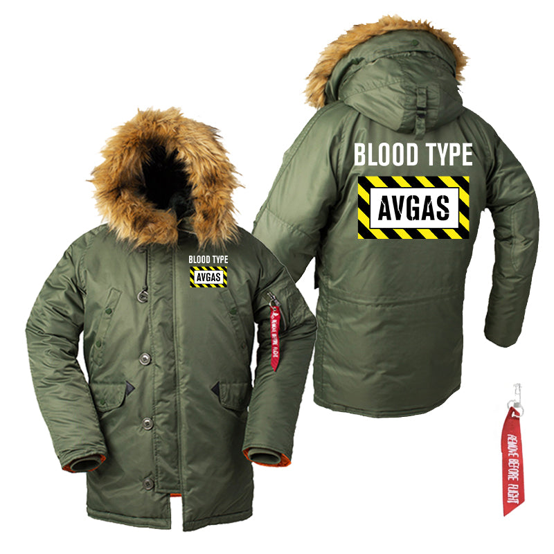 Blood Type AVGAS Designed Parka Bomber Jackets