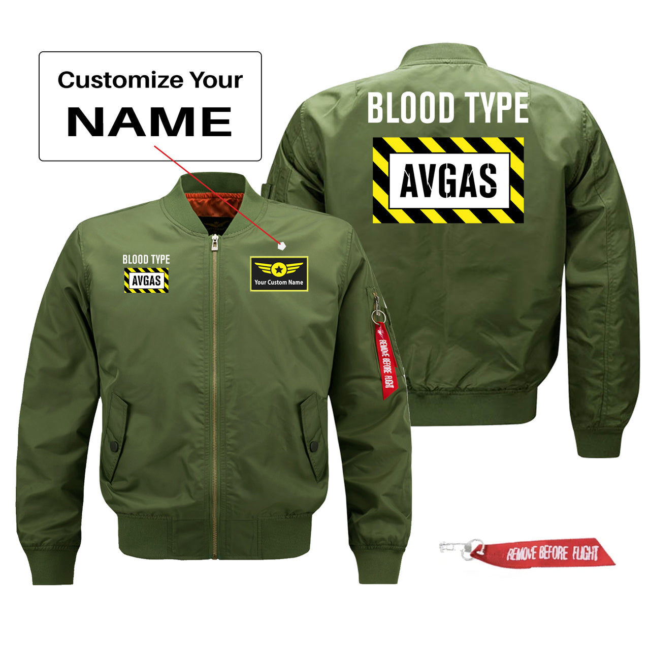 Blood Type AVGAS Designed Pilot Jackets (Customizable)