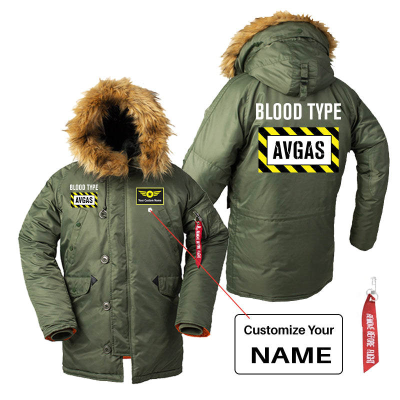 Blood Type AVGAS Designed Parka Bomber Jackets