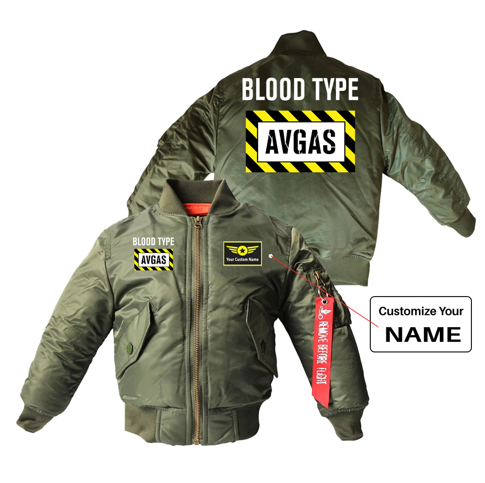 Blood Type AVGAS Designed Children Bomber Jackets