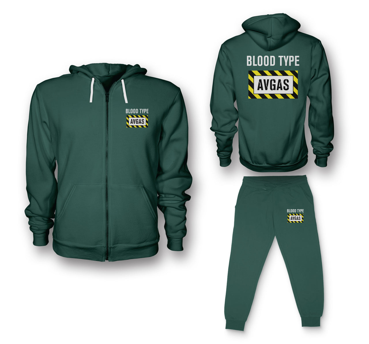 Blood Type AVGAS Designed Zipped Hoodies & Sweatpants Set