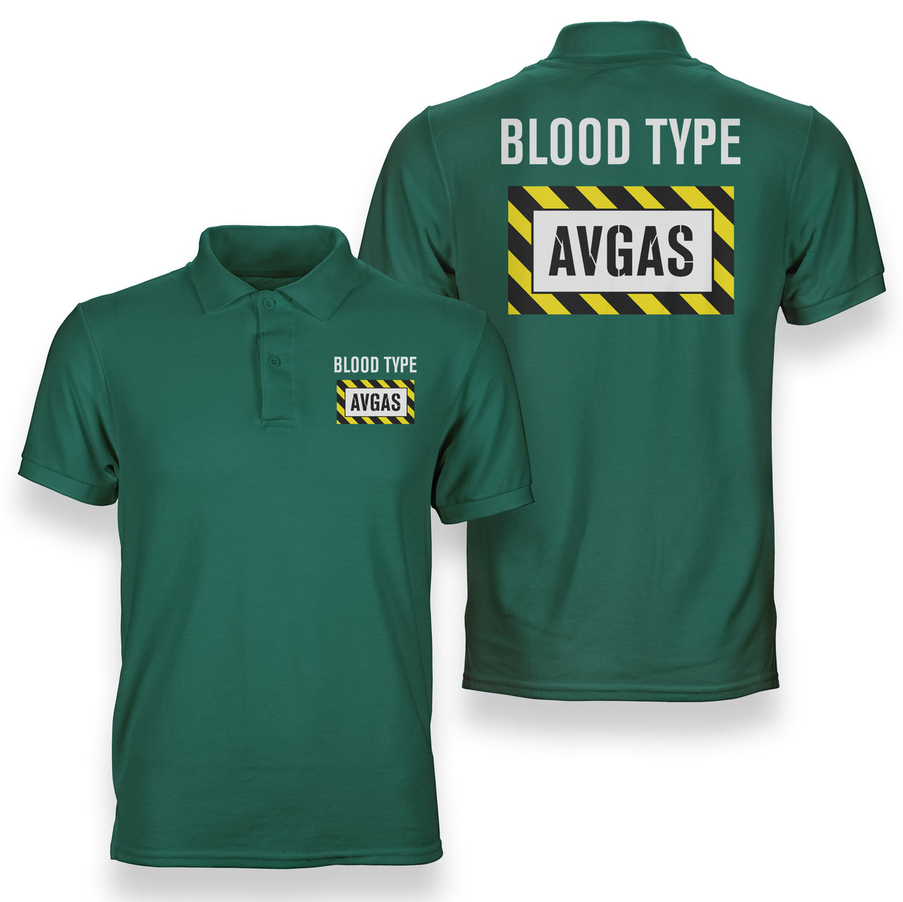Blood Type AVGAS Designed Double Side Polo T-Shirts