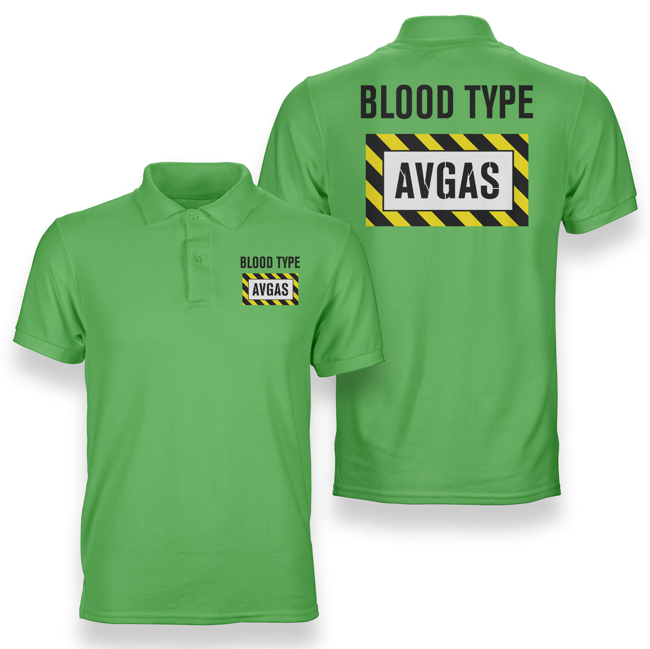 Blood Type AVGAS Designed Double Side Polo T-Shirts