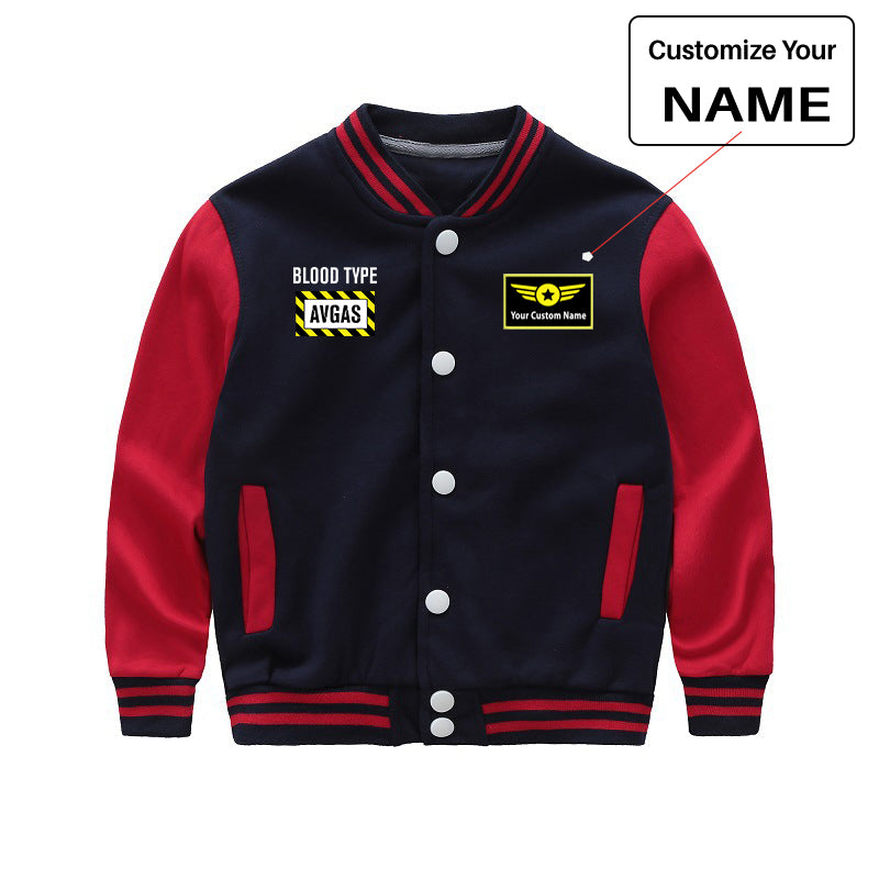 Blood Type AVGAS Designed "CHILDREN" Baseball Jackets