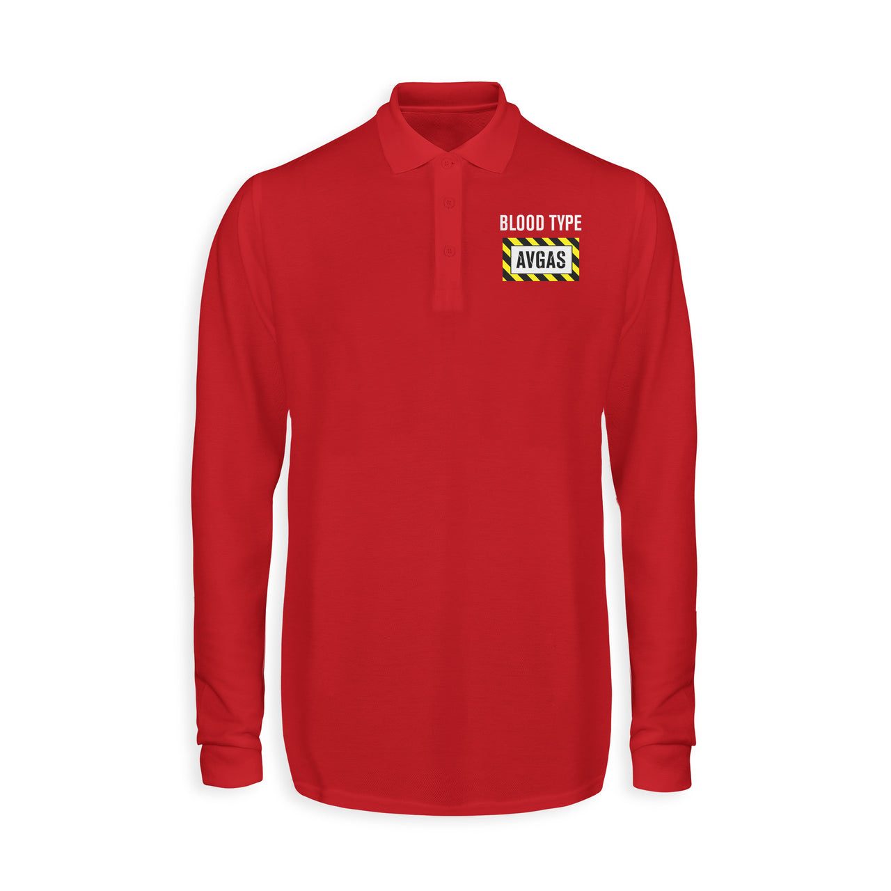 Blood Type AVGAS Designed Long Sleeve Polo T-Shirts