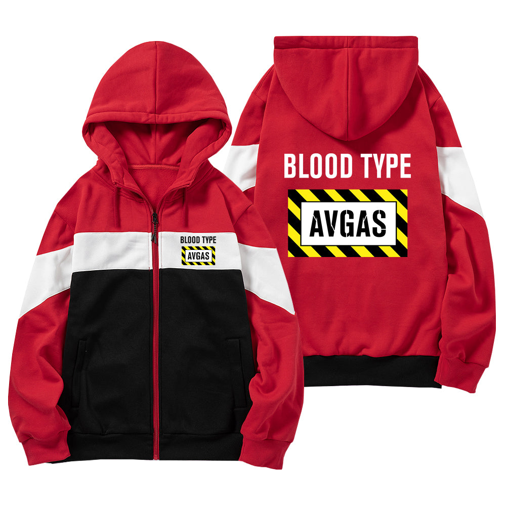 Blood Type AVGAS Designed Colourful Zipped Hoodies