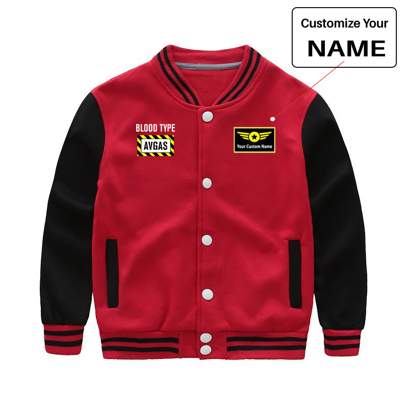 Blood Type AVGAS Designed "CHILDREN" Baseball Jackets
