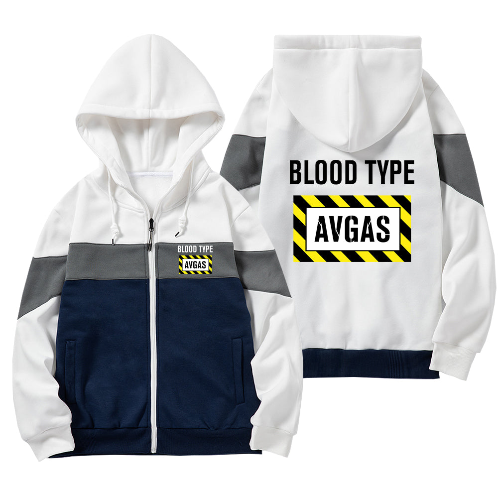 Blood Type AVGAS Designed Colourful Zipped Hoodies