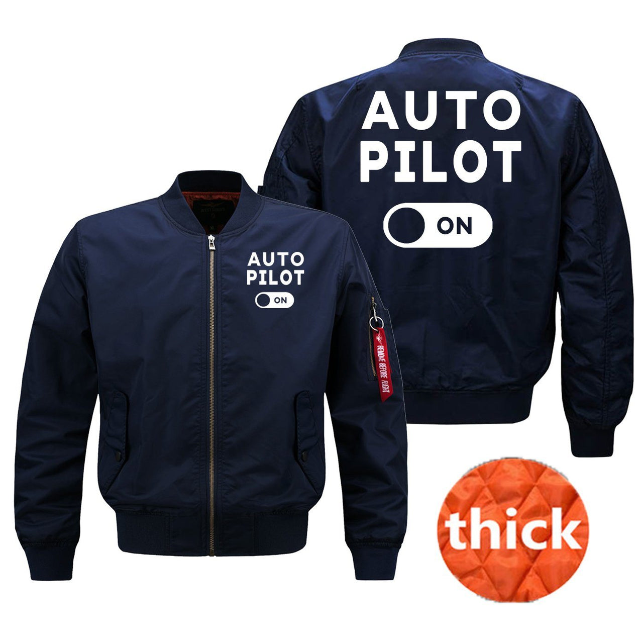 Auto Pilot ON Designed Pilot Jackets (Customizable) Pilot Eyes Store Blue (Thick) M (US XS) 