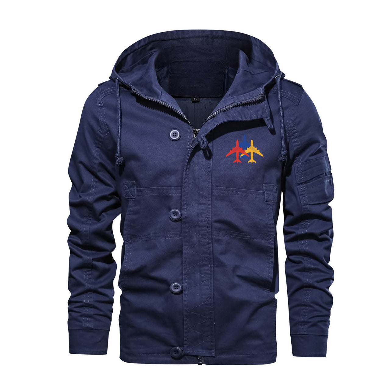Colourful 3 Airplanes Designed Cotton Jackets