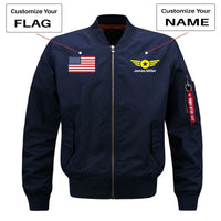 Thumbnail for Custom Flag & Name with Badge 4 Designed Pilot Jackets Aviation Shop 