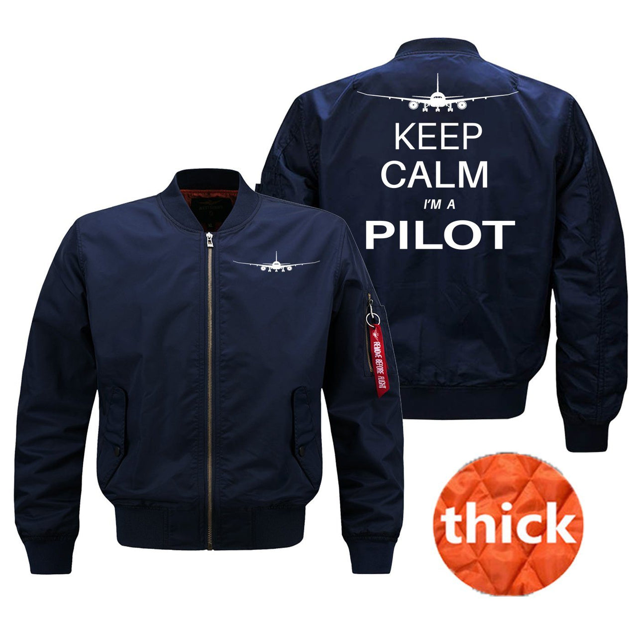 Keep Calm I'm a Pilot Designed Pilot Jackets (Customizable) Pilot Eyes Store Blue (Thick) M (US XS) 