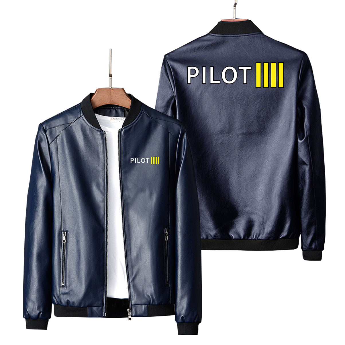 Pilot & Stripes (4 Lines) Designed PU Leather Jackets