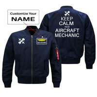 Thumbnail for Keep Calm I'm an Aircraft Mechanic Designed Bomber Jackets (Customizable) Pilot Eyes Store Blue (Thin) + Name M (US XS) 