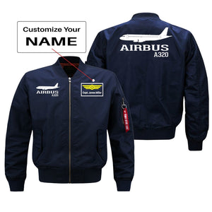 Airbus A320 Printed Pilot Jackets (Customizable) Pilot Eyes Store Blue (Thin) + Name M (US XS) 