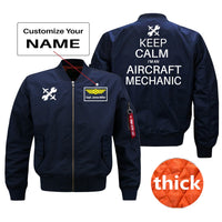 Thumbnail for Keep Calm I'm an Aircraft Mechanic Designed Bomber Jackets (Customizable) Pilot Eyes Store Blue (Thick) + Name M (US XS) 