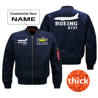 Thumbnail for Boeing 737 Printed Pilot Jackets (Customizable) Pilot Eyes Store Blue (Thick) + Name M (US XS) 