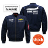 Boeing 737 Printed Pilot Jackets (Customizable) Pilot Eyes Store Blue (Thick) + Name M (US XS) 