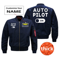 Thumbnail for Auto Pilot ON Designed Pilot Jackets (Customizable) Pilot Eyes Store Blue (Thick) + Name M (US XS) 
