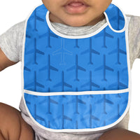 Thumbnail for Blue Seamless Airplanes Designed Baby Bib