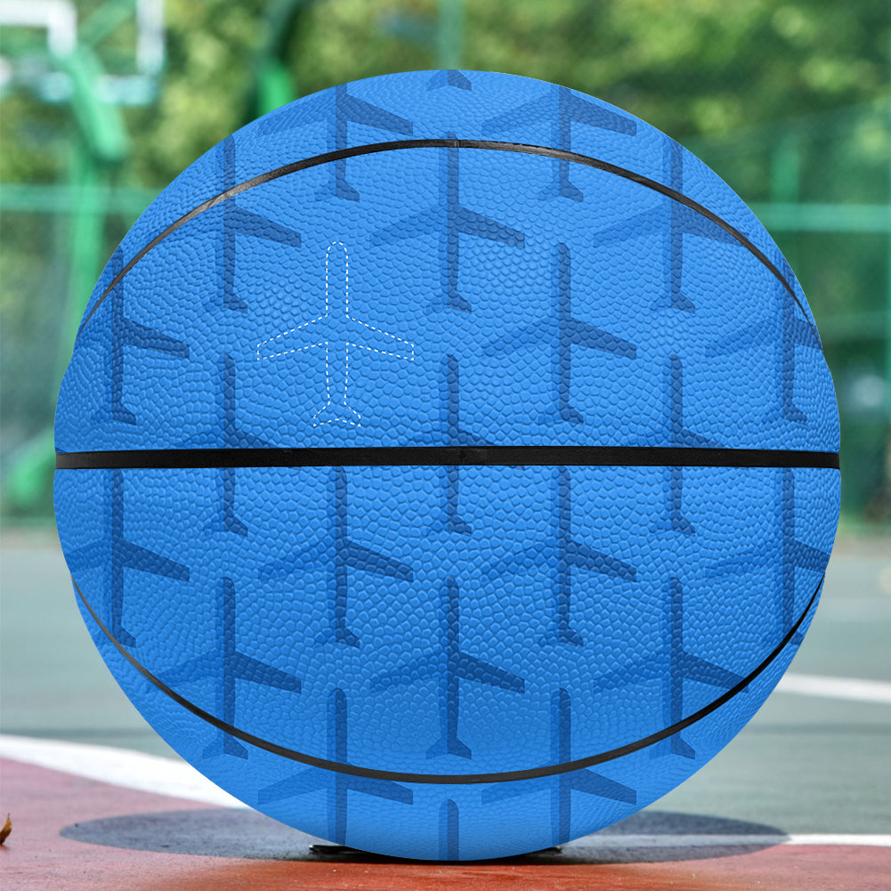 Blue Seamless Airplanes Designed Basketball