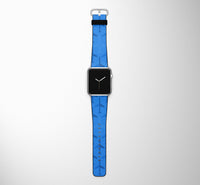 Thumbnail for Blue Seamless Airplanes Designed Leather Apple Watch Straps