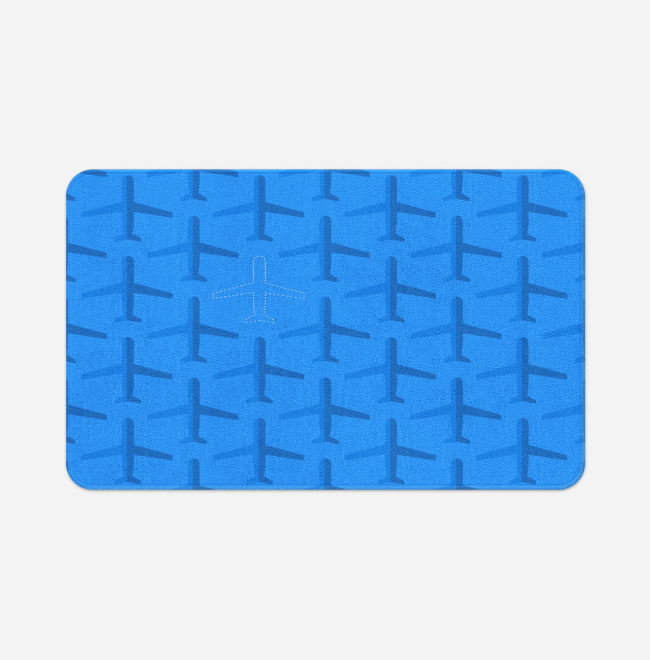 Blue Seamless Airplanes Designed Bath Mats