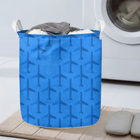 Thumbnail for Blue Seamless Airplanes Designed Laundry Baskets