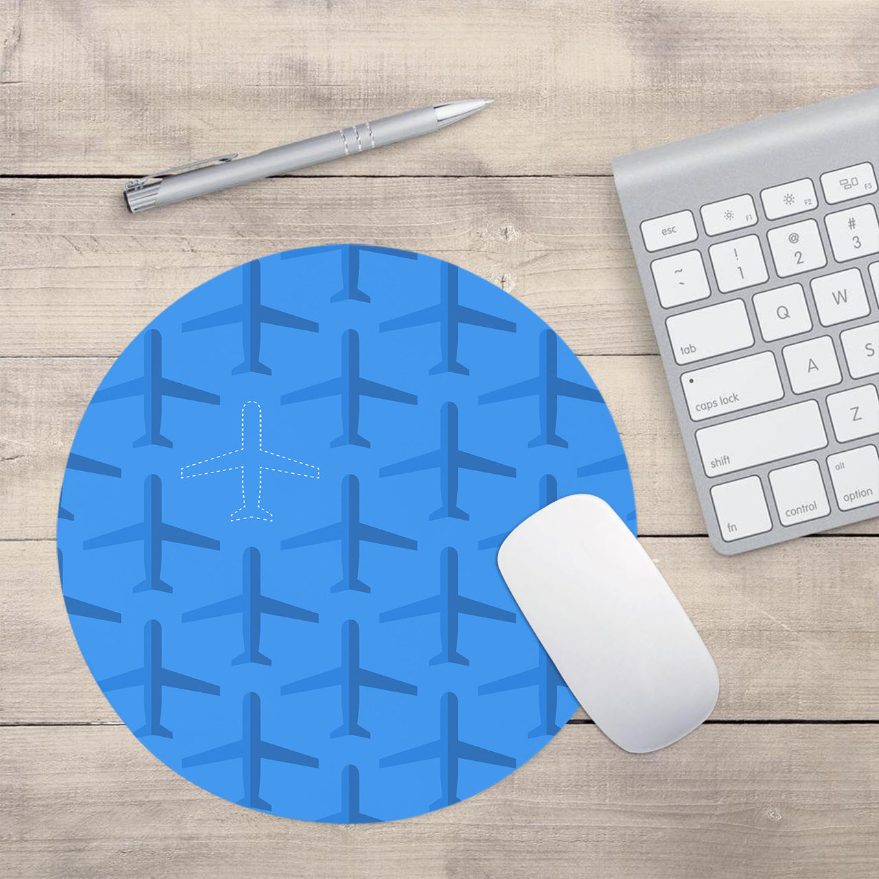 Blue Seamless Airplanes Designed Mouse Pads