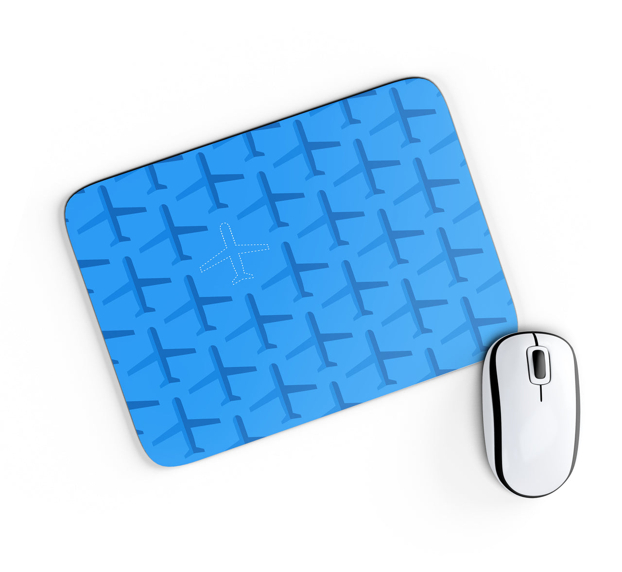 Blue Seamless Airplanes Designed Mouse Pads