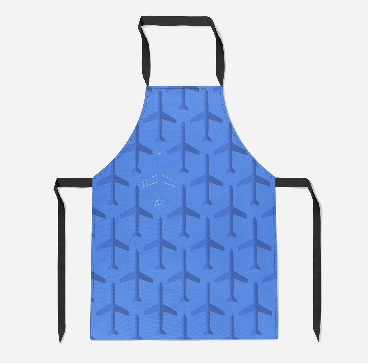 Blue Seamless Airplanes Designed Kitchen Aprons