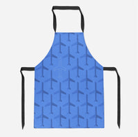 Thumbnail for Blue Seamless Airplanes Designed Kitchen Aprons