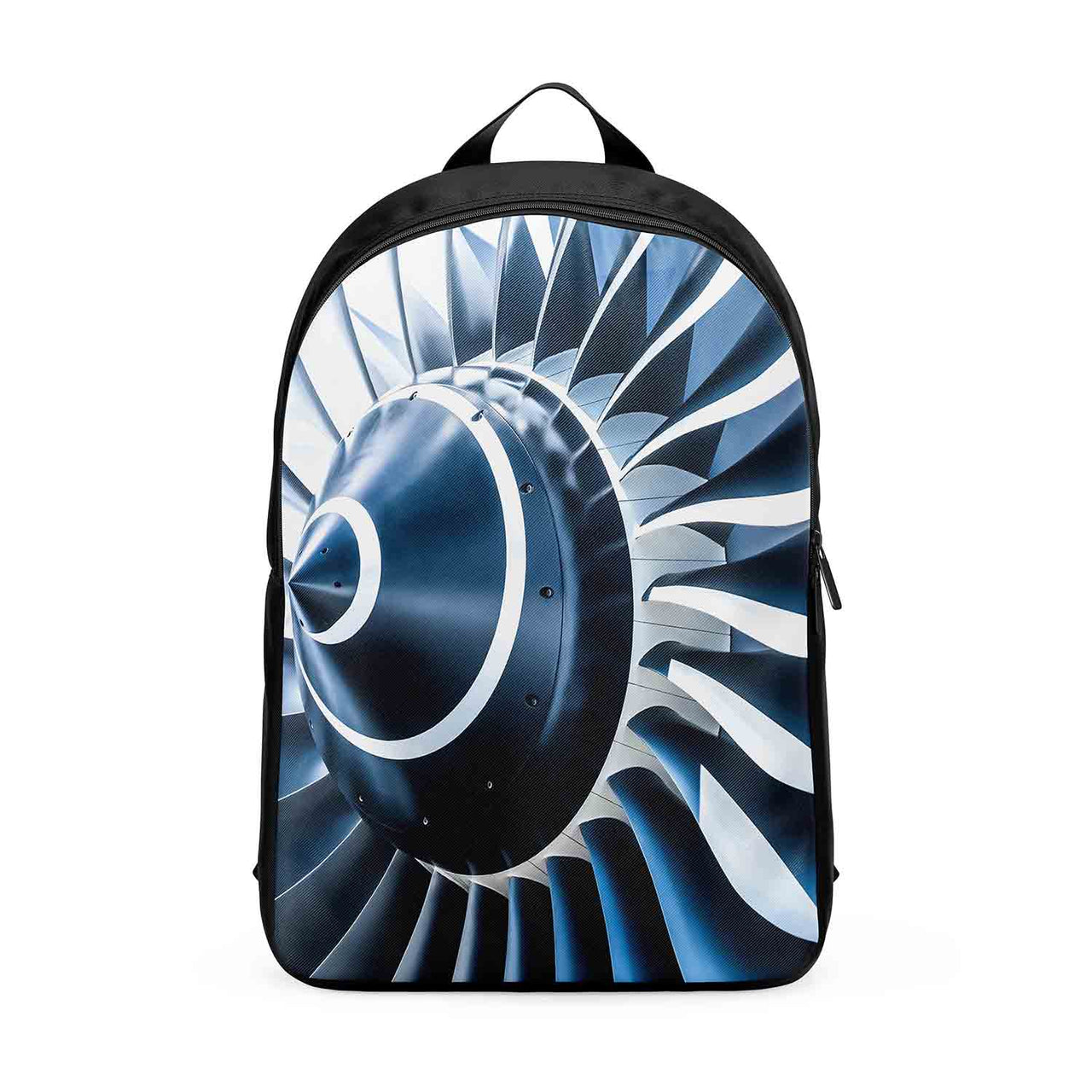 Blue Toned Super Jet Engine Blades Closeup Designed Backpacks