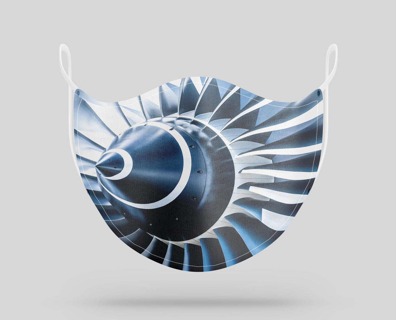 Blue Toned Super Jet Engine Blades Closeup Designed Face Masks