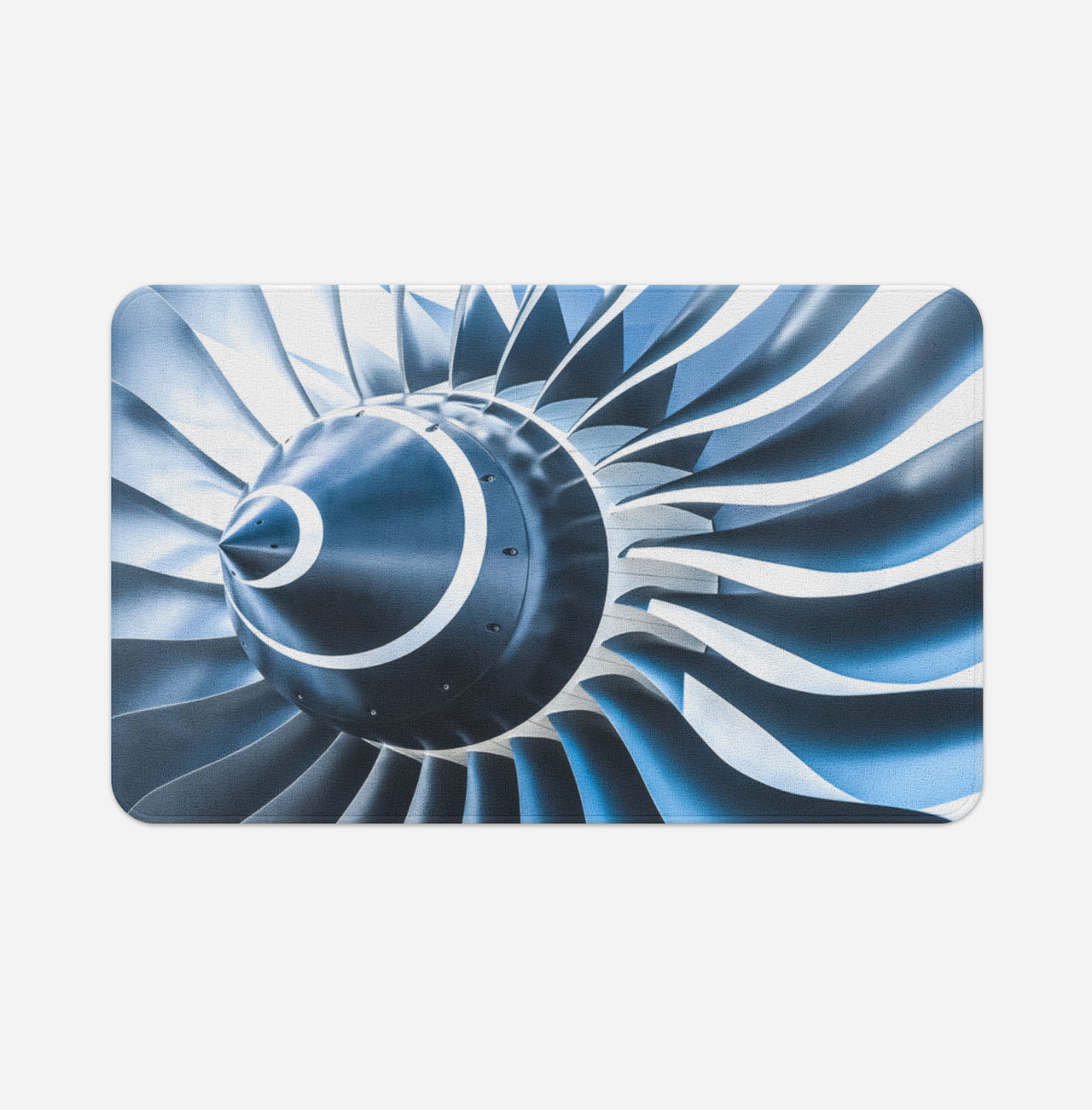 Blue Toned Super Jet Engine Blades Closeup Designed Bath Mats