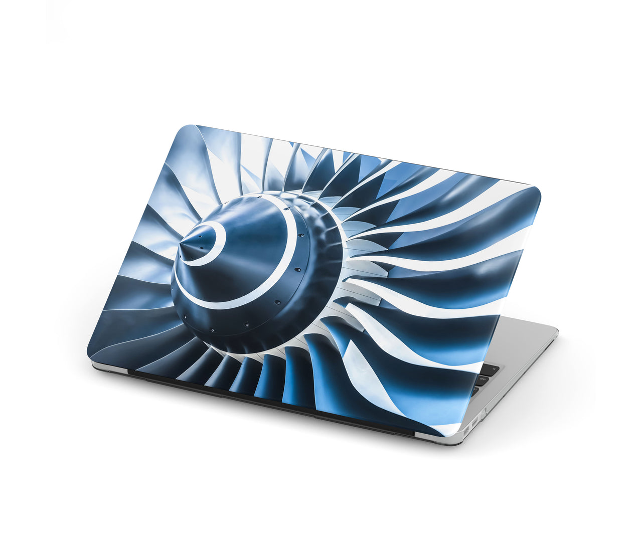 Blue Toned Super Jet Engine Blades Closeup Designed Macbook Cases