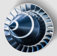 Thumbnail for Blue Toned Super Jet Engine Blades Closeup (Circle) aviation design sticker in weather-resistant vinyl.