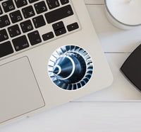 Thumbnail for Blue Toned Super Jet Engine Blades Closeup (Circle) Designed Stickers