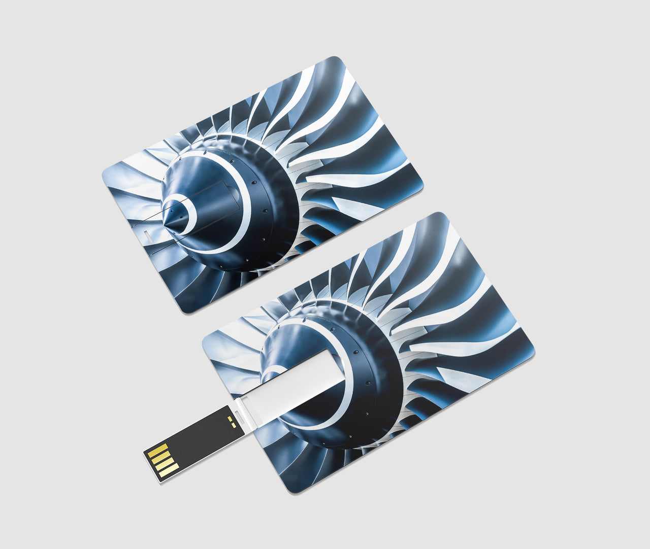 Blue Toned Super Jet Engine Blades Closeup Designed USB Cards