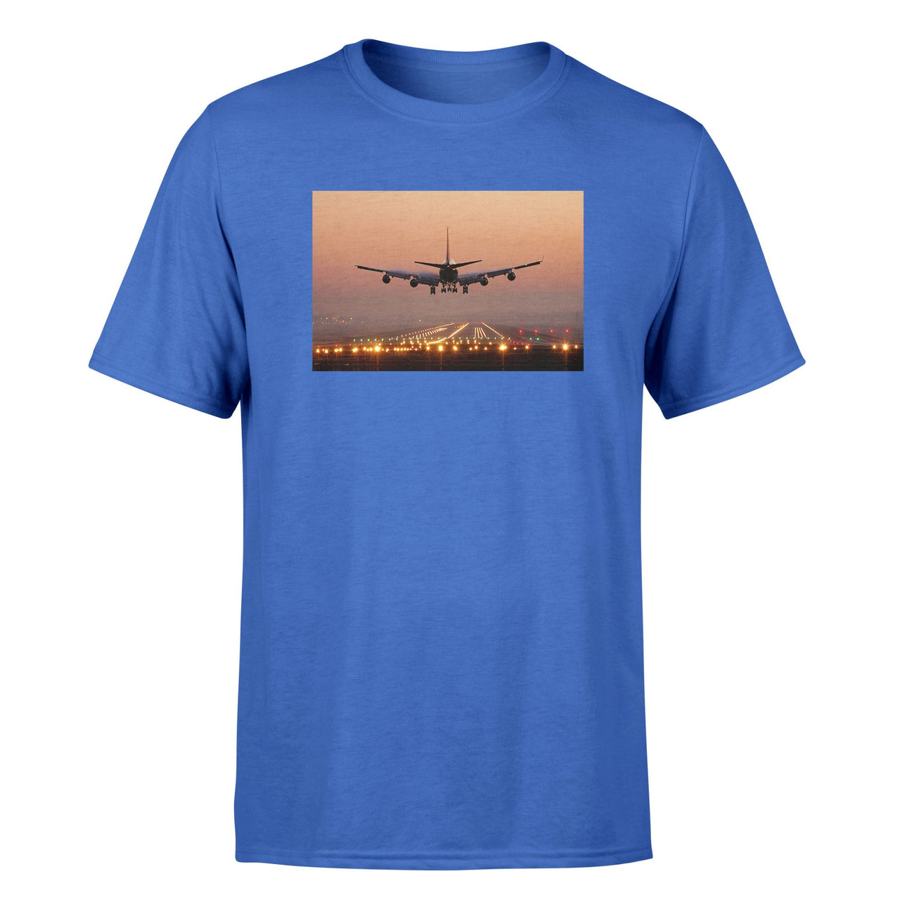 Landing Boeing 747 During Sunset Designed T-Shirts