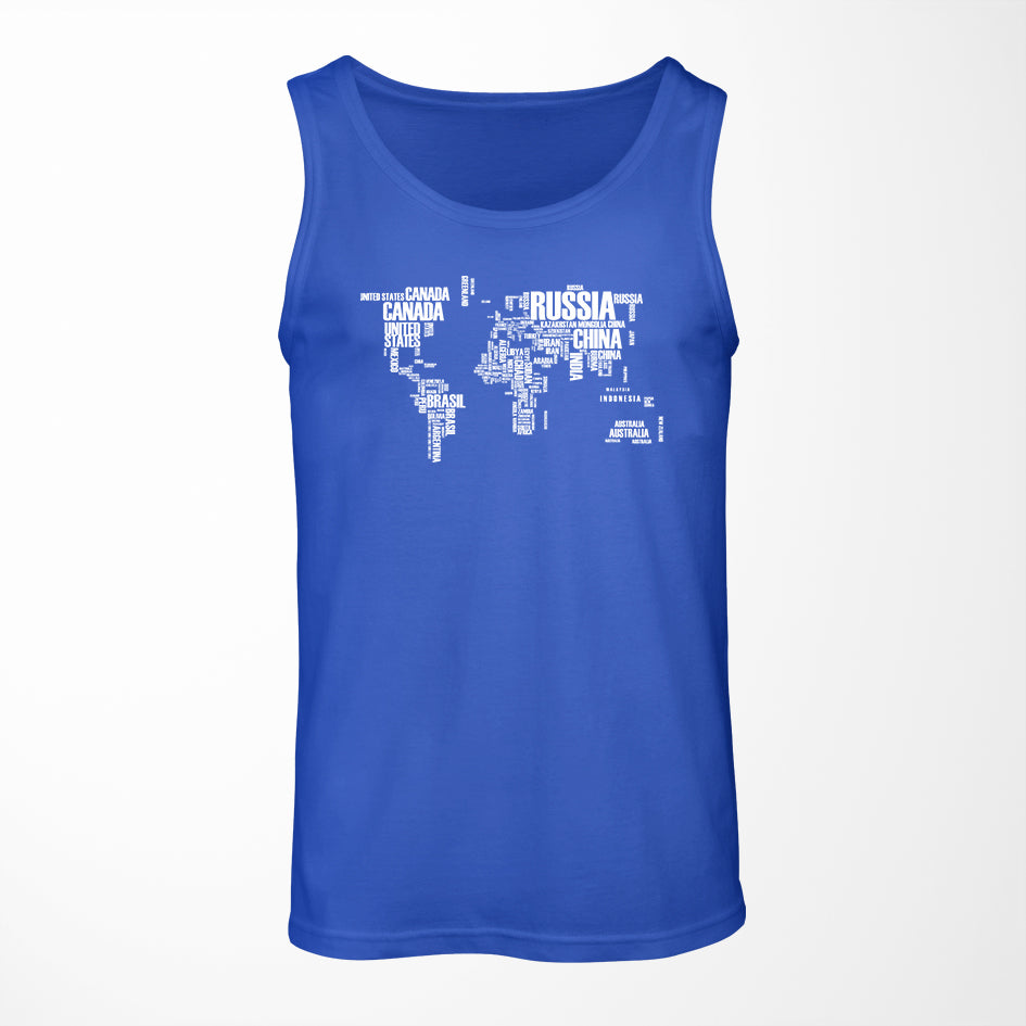 World Map (Text) Designed Tank Tops