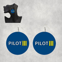 Thumbnail for Pilot & Stripes (3 Lines) Designed Wooden Drop Earrings