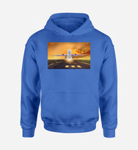 Thumbnail for Amazing Departing Aircraft Sunset & Clouds Behind Designed Hoodies