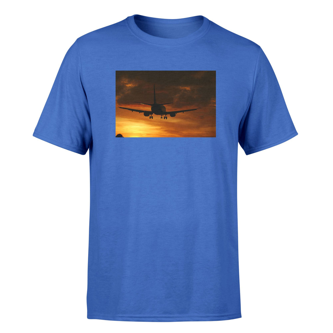 Beautiful Aircraft Landing at Sunset Designed T-Shirts