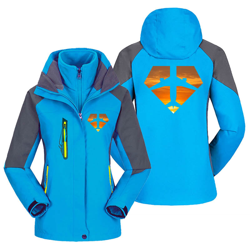 Supermen of The Skies (Sunset) Designed Thick "WOMEN" Skiing Jackets