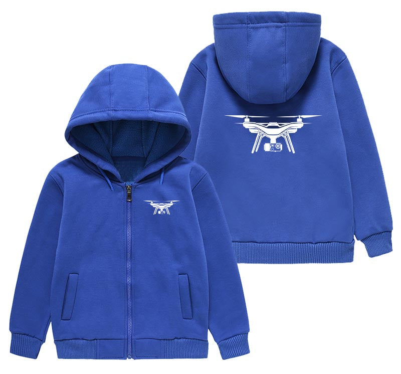 Drone Silhouette Designed "CHILDREN" Zipped Hoodies