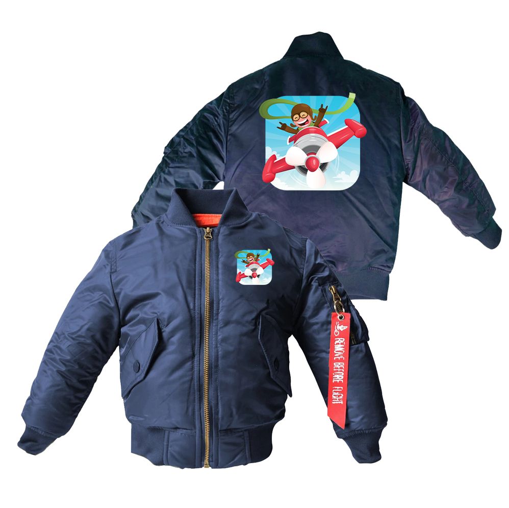 Happy Pilot Designed Children Bomber Jackets