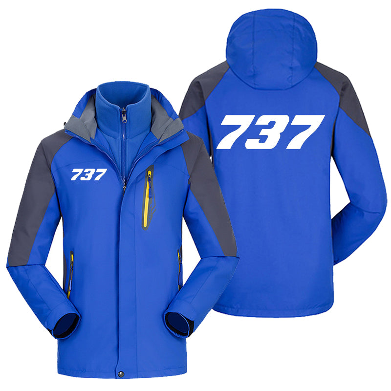 737 Flat Text Designed Thick Skiing Jackets