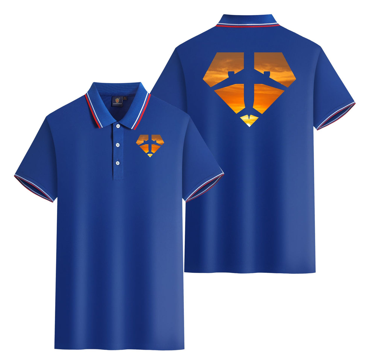 Supermen of The Skies (Sunset) Designed Stylish Polo T-Shirts (Double-Side)